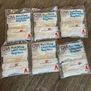Vintage Columbia Minerva Rya Shag Latch Hook Rug Yarn White 3201 NOS Lot of 6